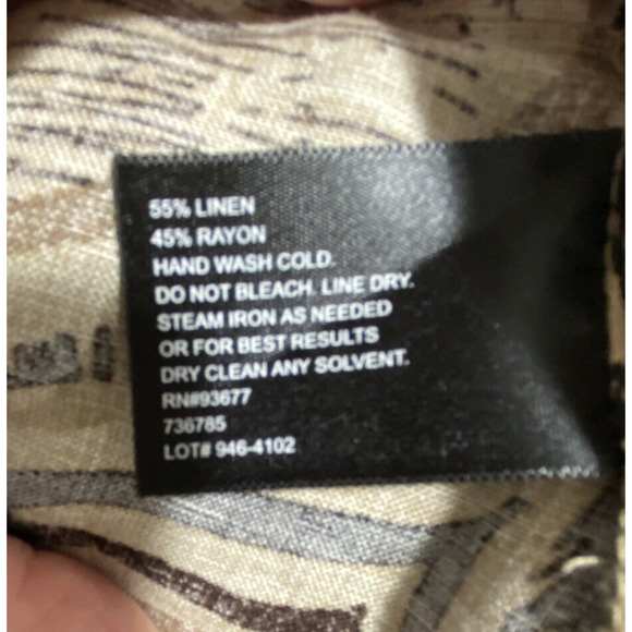 Womens 2X plus size linen rayon blend blouse casual brown tan abstract print - Picture 10 of 10